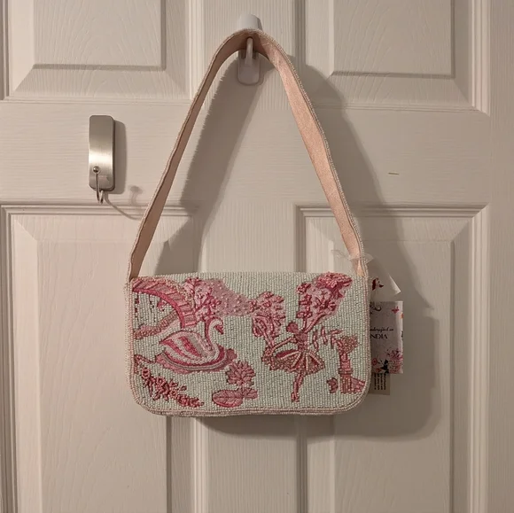 Viral  Pink Ballerina Embroidered Beaded Women's Bag - Picture 4 of 7